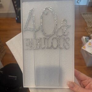 "40 & Fabulous" Silver Rhinestone Cake Topper